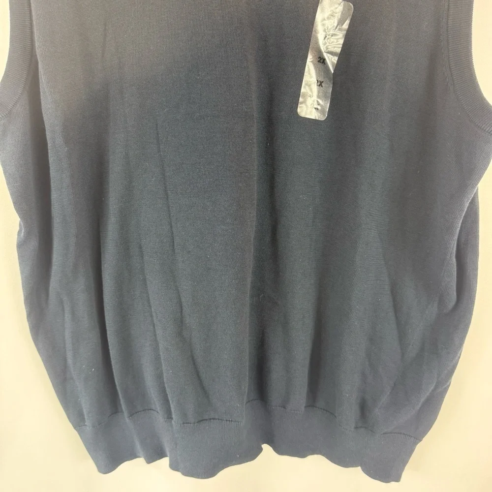 Harbor Bay by DXL Men's Big and Tall V-Neck Sweater Vest Navy Size: 2XL